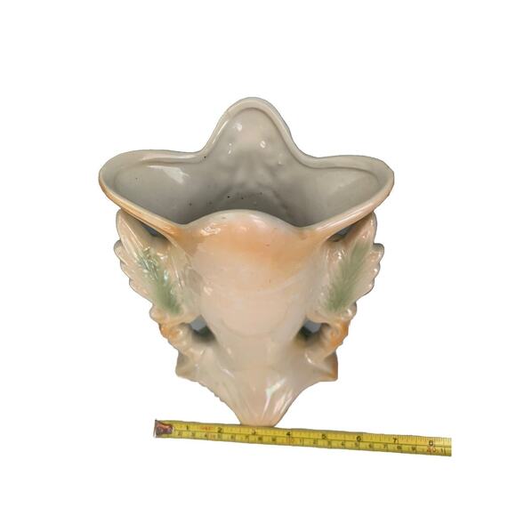 Lusterware Footed Vase 1749 Pearlescent Made in Brazil 8” Tall Vintage Flowers - Picture 9 of 10